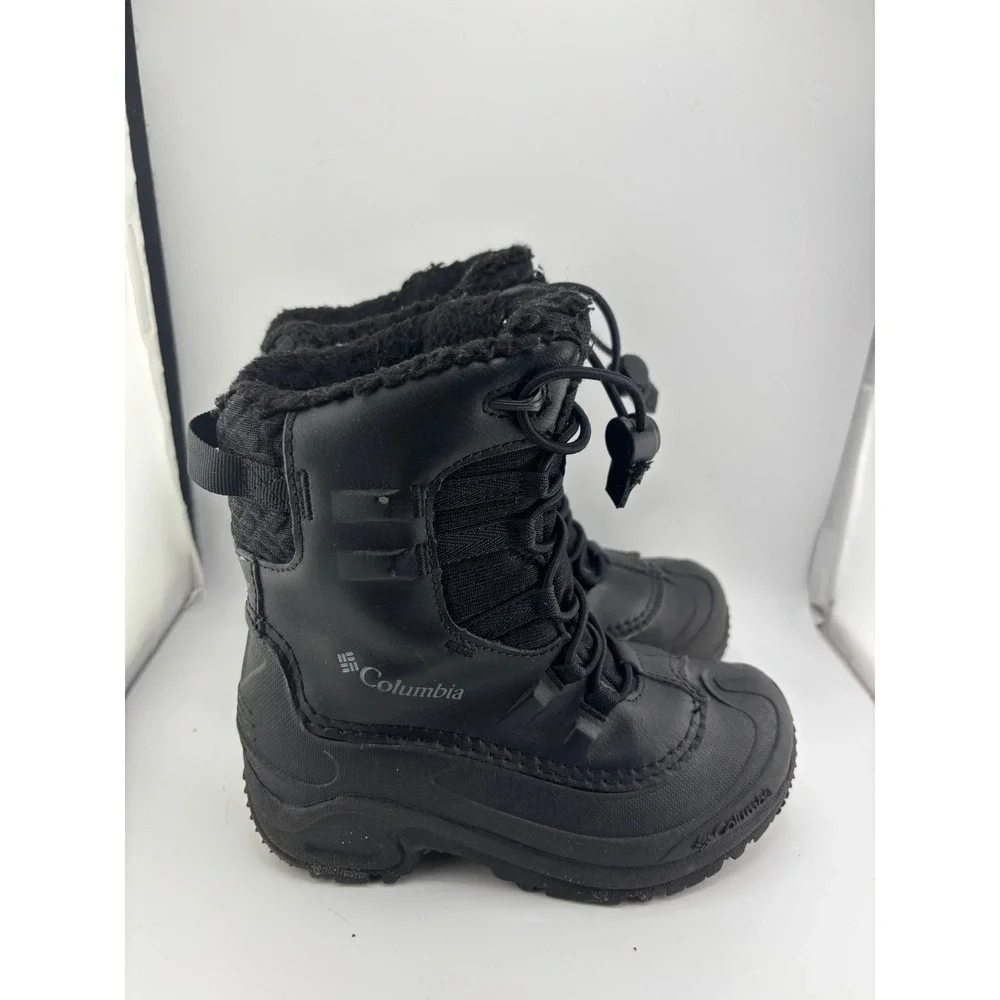 Columbia Bugaboot Plus Kids Black Waterproof Winter Snow Boots 400g Size 1
